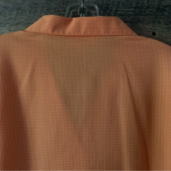 Women’s M COLDWATER CREEK Orange Sherbert Micro Checked Button Down Career Shirt - Picture 8 of 15
